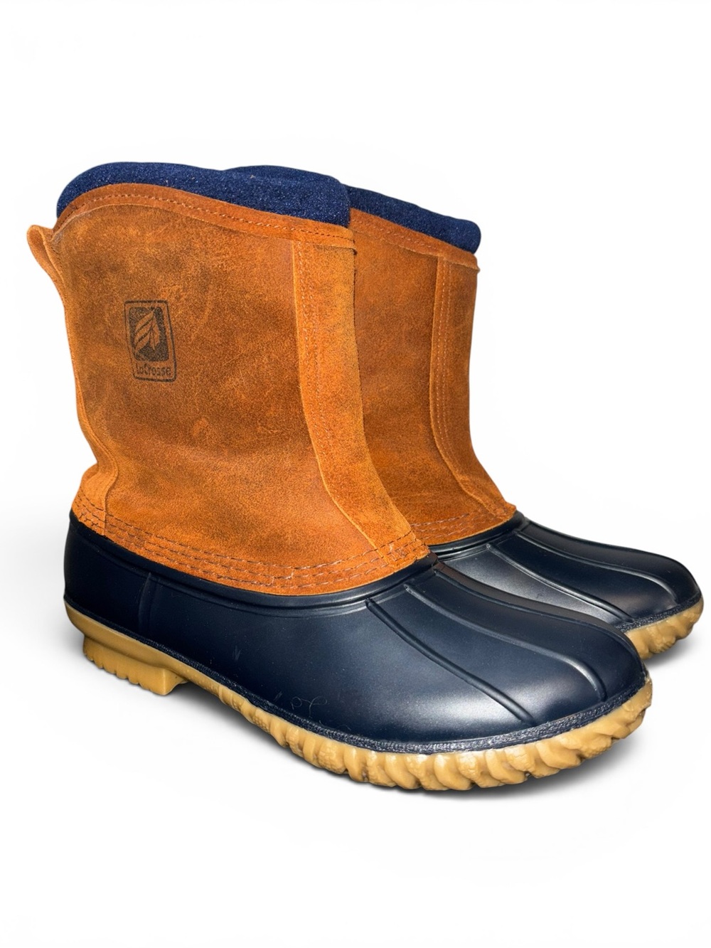 LACROSSE Brown Suede Polartec Duck Boots Blue Fleece Lining Women’s Size 9